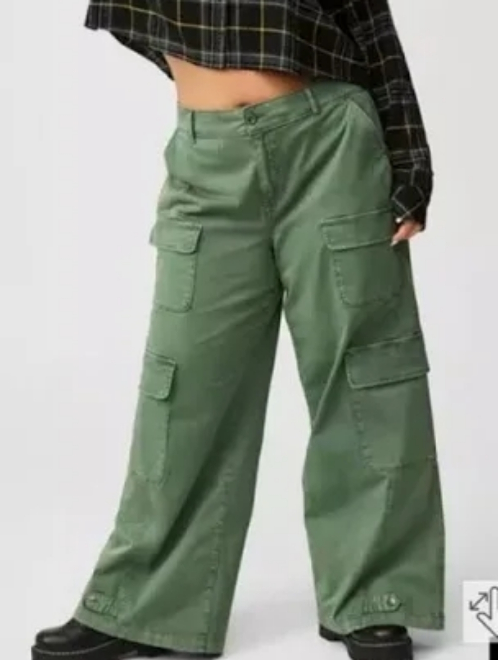 torrid‎ Women's High-Rise Baggy Cargo Wide-Leg Olive Green Pant Size 10T